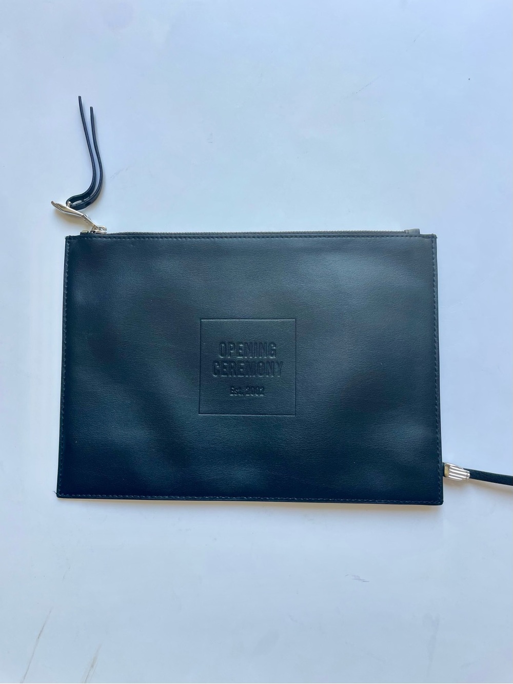 Opening Ceremony Black Leather Logo Pouch